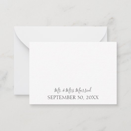 Dusty Blue & White Floral Hartelijk dank - Grijs Notitiekaartje (Achterkant)