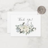 Dusty Blue & White Floral Hartelijk dank Notitiekaartje (Voorkant / Achterkant in situ)
