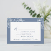 Dusty Blue White Floral Line Art RSVP (Staand voorkant)