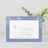 Dusty Blue White Floral Line Art RSVP Kaart