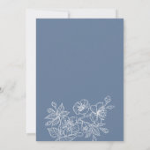 Dusty Blue White Floral Line Art | Weddenschap Kaart (Achterkant)
