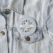 Dusty Blue White Floral Maid of Honor Ronde Button 7,6 Cm (In situ)