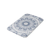 Dusty Blue White Floral Mandala Badmat (Gekanteld)