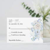 Dusty Blue & White Floral no Meal RSVP (Staand voorkant)