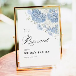 Dusty Blue White Floral Reserved Sign 5x7 Poster