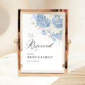 Dusty Blue White Floral Reserved Sign 5x7 Poster