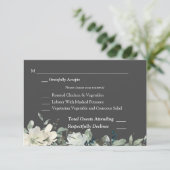 Dusty Blue & White Floral RSVP 3 Meal Kaart - Grij (Staand voorkant)