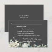 Dusty Blue & White Floral RSVP 3 Meal Kaart - Grij (Voorkant / Achterkant)