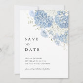 Dusty Blue White Floral Save the Date Invitation (Voorkant)
