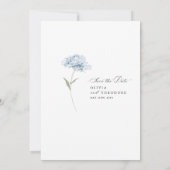 Dusty Blue White Floral Save the Date Invitation (Achterkant)