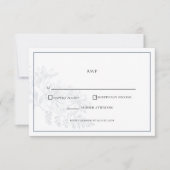 Dusty Blue White Floral Simple Wedding RSVP Kaartje (Voorkant)