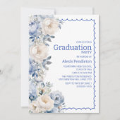 Dusty Blue White Floral Squiggle Lijst Kaart (Voorkant)