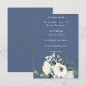 Dusty Blue & White Floral V3- Blauw Save The Date (Voorkant / Achterkant)