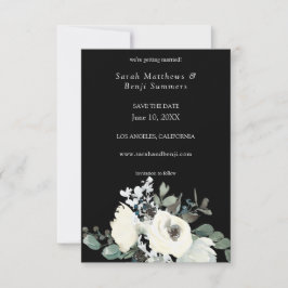 Dusty Blue & White Floral V3- Zwart Save The Date