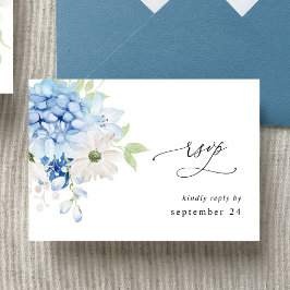 Dusty Blue & White Floral w Meal RSVP