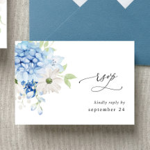 Dusty Blue & White Floral w Meal RSVP