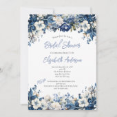 Dusty Blue White Floral Waterverf Vrijgezellenfees Kaart (Voorkant)