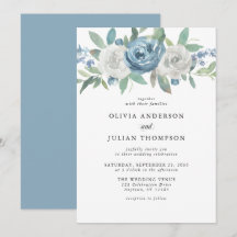 Dusty Blue & White Floral Waterverf Wedding
