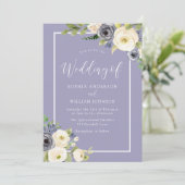 Dusty Blue White Floral Waterverf Wedding Kaart (Staand voorkant)