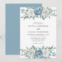 Dusty Blue & White Floral Waterverf Wedding