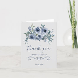 Dusty Blue White Floral Weddenschap Hartelijk dank Bedankkaart