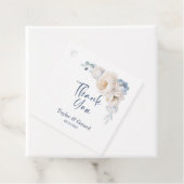 Dusty Blue White Floral Wedding Dank u Bedankjes Labels (In situ)