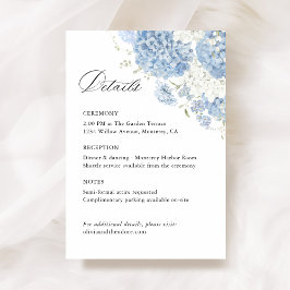Dusty Blue White Floral Wedding Details, Info Informatiekaartje