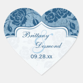 Dusty Blue, White Floral Wedding for Sticker