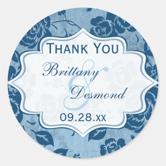 Dusty Blue, White Floral Wedding for Sticker (Voorkant)