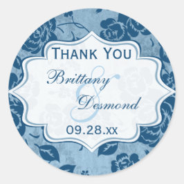 Dusty Blue, White Floral Wedding for Sticker