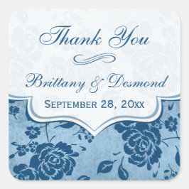 Dusty Blue, White Floral Wedding for Sticker