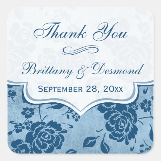Dusty Blue, White Floral Wedding for Sticker (Voorkant)