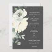 Dusty Blue & White Floral Wedding - Grijs Kaart (Voorkant)