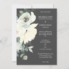 Dusty Blue & White Floral Wedding - Grijs Kaart