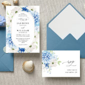 Dusty Blue & White Floral Wedding Kaart