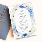 Dusty Blue & White Floral Wedding Kaart