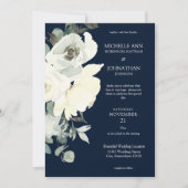 Dusty Blue & White Floral Wedding- Navy Kaart (Voorkant)