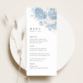 Dusty Blue White Floral Wedding Reception Dinner Menu