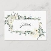 Dusty Blue & White Floral Wedding Routebeschrijvin Informatiekaartje (Voorkant)