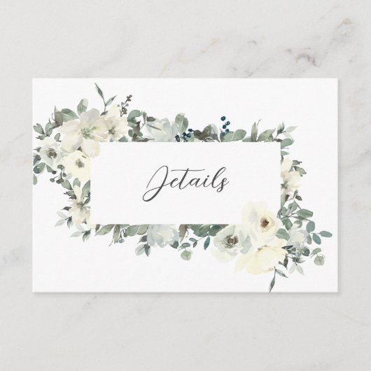 Dusty Blue & White Floral Wedding Routebeschrijvin Informatiekaartje (Voorkant)