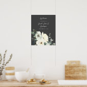 Dusty Blue & White Floral Welcome Wedding - Grey Poster (Keuken)