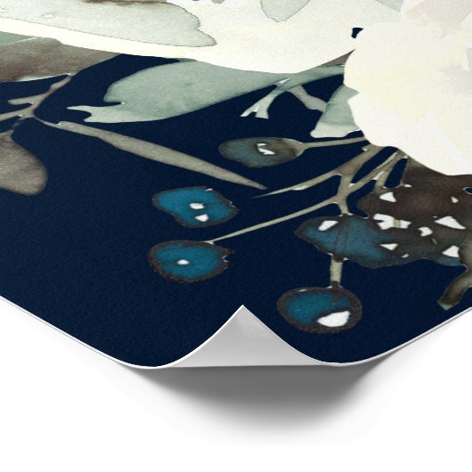 Dusty Blue & White Floral Welcome Wedding - Navy Poster (Hoek)