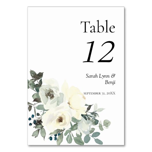 Dusty Blue & White Floral- White Kaart (Achterkant)