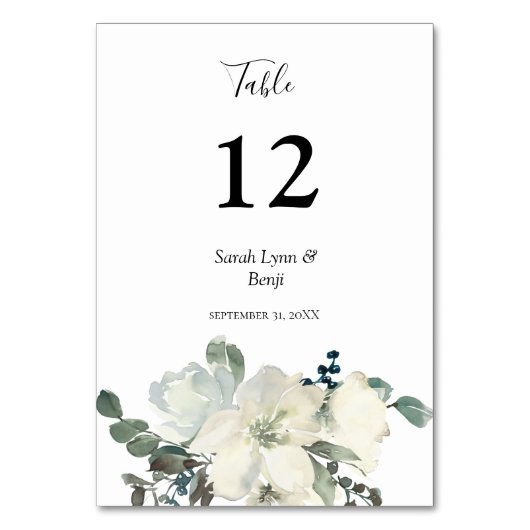 Dusty Blue & White Floral - White V2 Kaart (Voorkant)