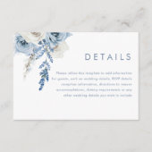 Dusty Blue & White Flowers Weddenschap Details Informatiekaartje (Voorkant)