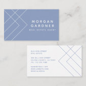Dusty Blue White Geometric Real Estate Agent Visitekaartje (Voorkant / Achterkant)