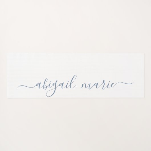 Dusty Blue & White gepersonaliseerd script omkeerb Yogamat (Achterkant (horizontaal))