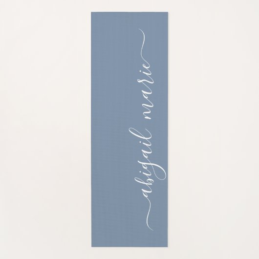 Dusty Blue & White gepersonaliseerd script omkeerb Yogamat (Voorkant)
