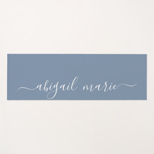 Dusty Blue & White gepersonaliseerd script omkeerb Yogamat (Voorkant (horizontaal))