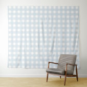 Dusty Blue & White Gingham Check Tapestry Wandkleed (In Situ (horizontaal))